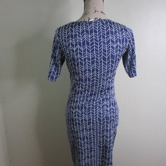 Lularoe Dress XS Women Blue White Arrow Print Short Sleeve - Picture 10 of 12